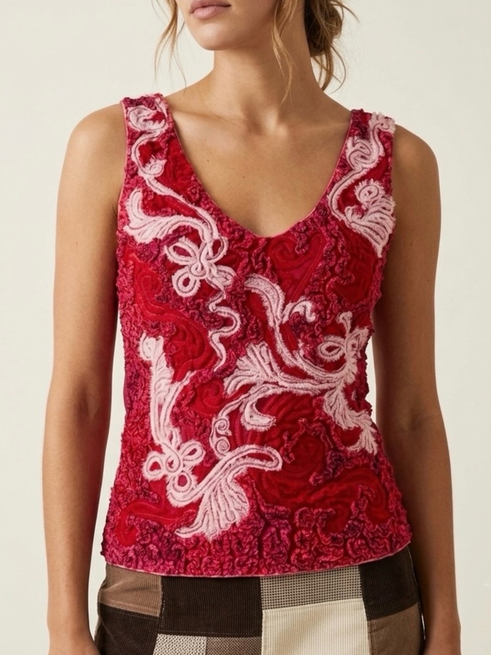 Mezon Y2K Fairy Grunge 3D Tank Top Sz L Art To Wear Eclectic